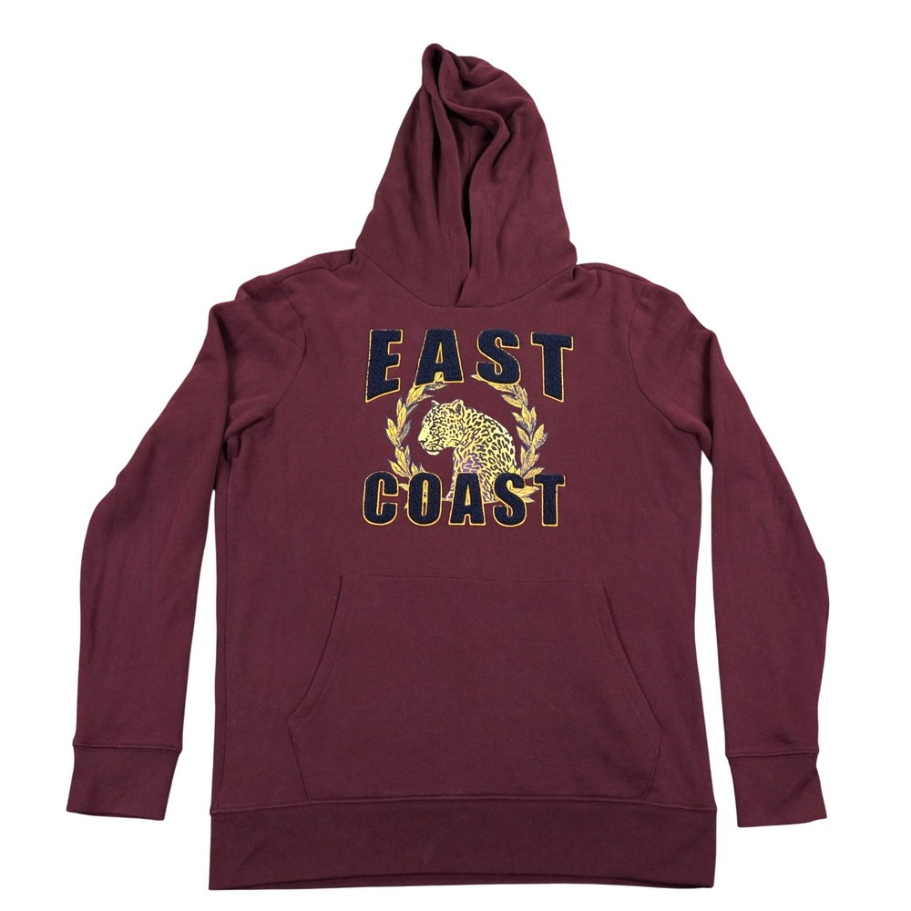 Aeropostale East Coast Leopard Hoodie Men Medium Pile Spellout Embroidery Street